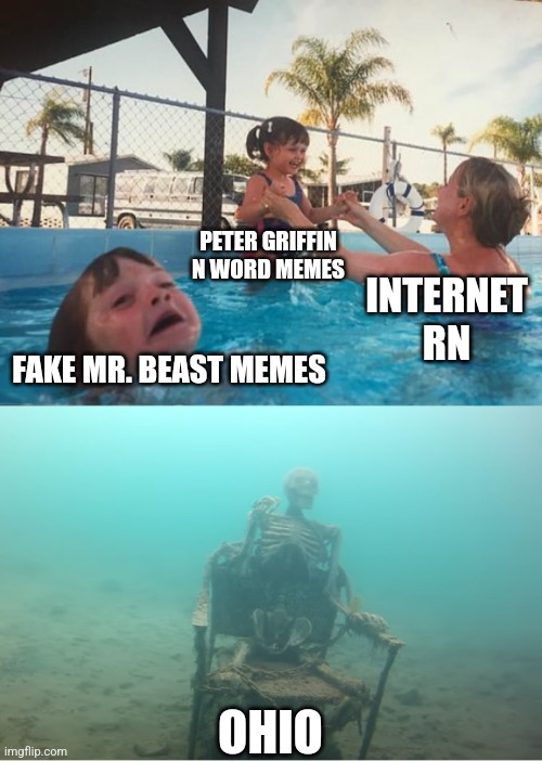 Uh.... | PETER GRIFFIN N WORD MEMES; INTERNET RN; FAKE MR. BEAST MEMES; OHIO | image tagged in swimming pool kids,fake mrbeast,ohio,peter griffin,random,memes | made w/ Imgflip meme maker