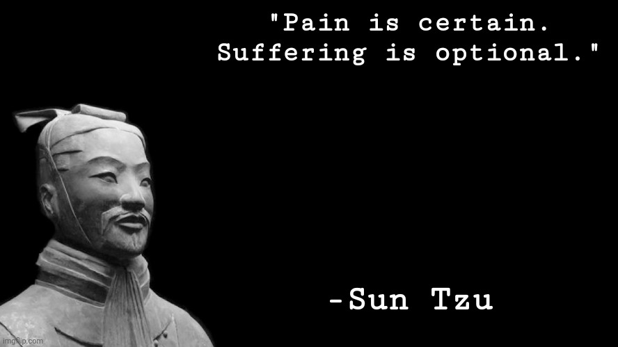 Words of Wisdom | "Pain is certain. Suffering is optional."; -Sun Tzu | image tagged in sun tzu | made w/ Imgflip meme maker
