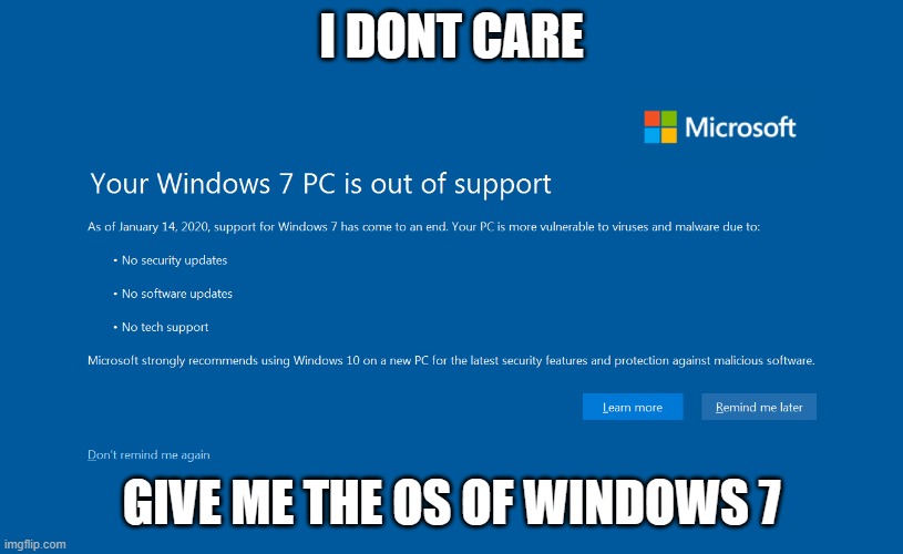 Windows 7 eol imgflip