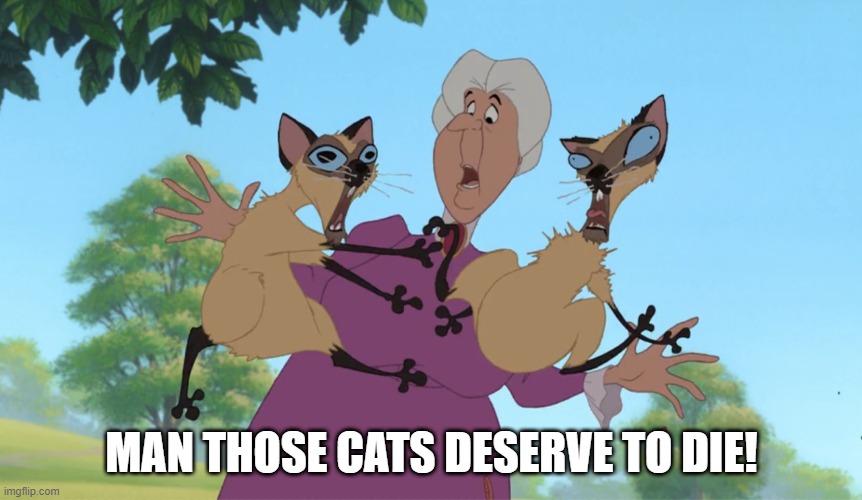 We Are Siamese If You Please | MAN THOSE CATS DESERVE TO DIE! | image tagged in disney | made w/ Imgflip meme maker