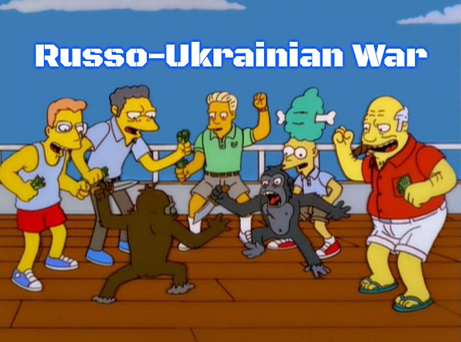 Simpsons Monkey Fight | Russo-Ukrainian War | image tagged in simpsons monkey fight,slavic,russo-ukrainian war | made w/ Imgflip meme maker