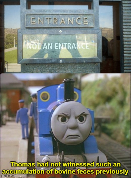 Wha... | image tagged in angry thomas,paradox,stupid signs | made w/ Imgflip meme maker