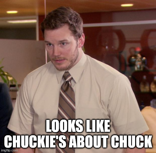 Afraid To Ask Andy Meme | LOOKS LIKE CHUCKIE'S ABOUT CHUCK | image tagged in memes,afraid to ask andy | made w/ Imgflip meme maker