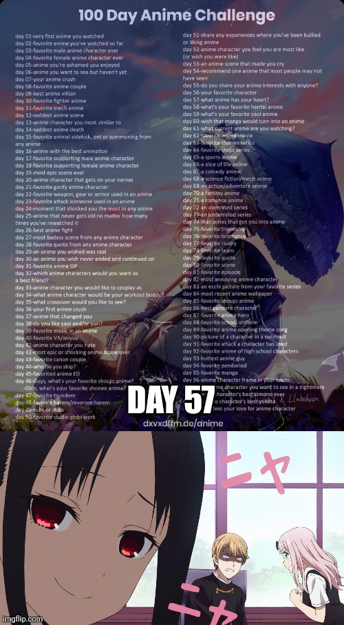 Wholesome AF | DAY 57 | image tagged in 100 day anime challenge,kaguya smug face | made w/ Imgflip meme maker