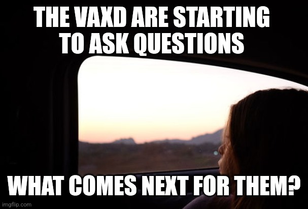 THE VAXD ARE STARTING 
TO ASK QUESTIONS; WHAT COMES NEXT FOR THEM? | image tagged in funny memes | made w/ Imgflip meme maker