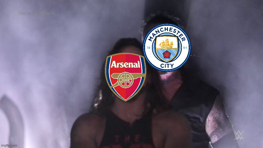 Premier League Memes #1 | image tagged in aj styles undertaker,arsenal,manchester city | made w/ Imgflip meme maker