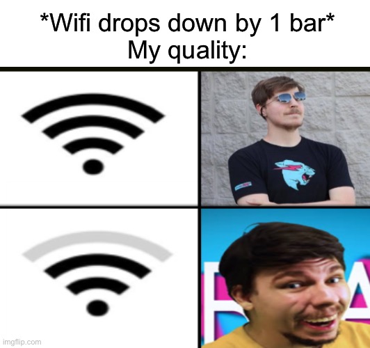 Ohio Mr beast Vs Mr beast | *Wifi drops down by 1 bar*
My quality: | image tagged in mr beast,ohio,memes | made w/ Imgflip meme maker