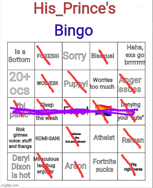His_prince's bingo | image tagged in his_prince's bingo | made w/ Imgflip meme maker