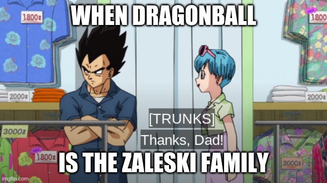 Zaleski meme | WHEN DRAGONBALL; IS THE ZALESKI FAMILY | image tagged in dragonball z | made w/ Imgflip meme maker