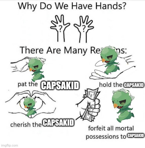 My friend sent a very similar meme to me | CAPSAKID; CAPSAKID; CAPSAKID; CAPSAKID | image tagged in why do we have hands,capsakid,pokemon | made w/ Imgflip meme maker