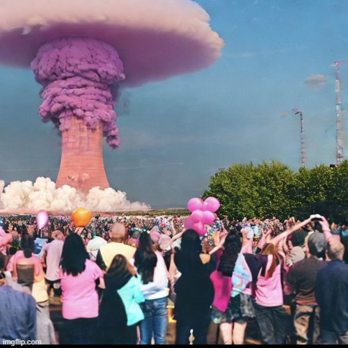 nuclear explosion gender reveal party | made w/ Imgflip meme maker