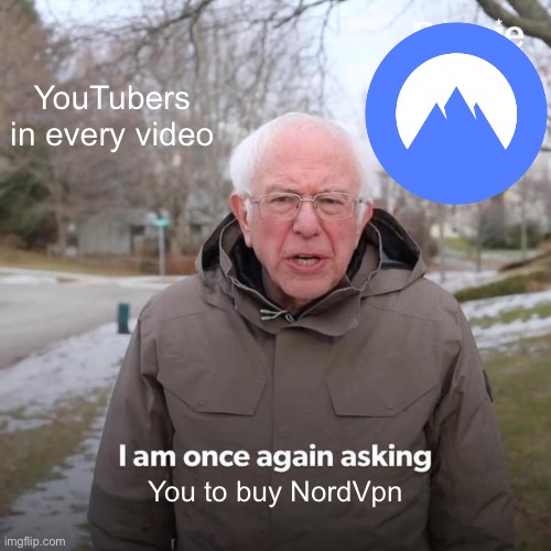 YouTube sponsors | YouTubers in every video; You to buy NordVpn | image tagged in memes,bernie i am once again asking for your support | made w/ Imgflip meme maker