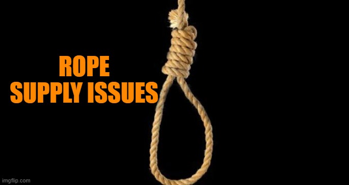 lynch rope | ROPE SUPPLY ISSUES | image tagged in lynch rope | made w/ Imgflip meme maker