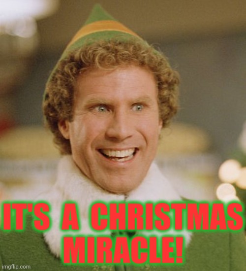 Buddy The Elf Meme | IT'S  A  CHRISTMAS
MIRACLE! | image tagged in memes,buddy the elf | made w/ Imgflip meme maker
