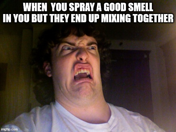 Oh No | WHEN  YOU SPRAY A GOOD SMELL IN YOU BUT THEY END UP MIXING TOGETHER | image tagged in memes,oh no | made w/ Imgflip meme maker