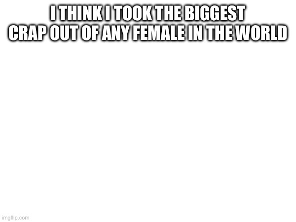 I THINK I TOOK THE BIGGEST CRAP OUT OF ANY FEMALE IN THE WORLD | made w/ Imgflip meme maker