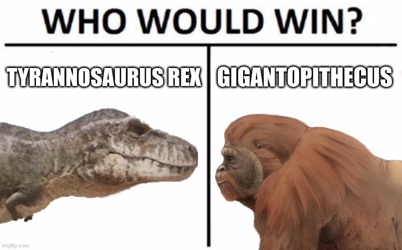 Godzilla vs Kong be like: | TYRANNOSAURUS REX; GIGANTOPITHECUS | made w/ Imgflip meme maker