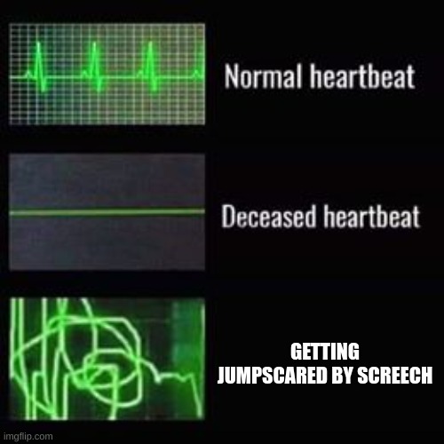heartbeat rate | GETTING JUMPSCARED BY SCREECH | image tagged in heartbeat rate | made w/ Imgflip meme maker