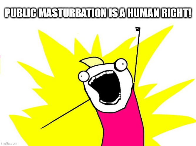 Do all the things | PUBLIC MASTURBATION IS A HUMAN RIGHT! | image tagged in do all the things | made w/ Imgflip meme maker