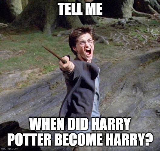 comment if you know | TELL ME; WHEN DID HARRY POTTER BECOME HARRY? | image tagged in harry potter | made w/ Imgflip meme maker