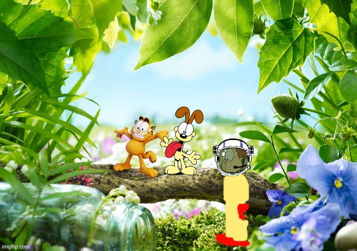 if garfield was in pikmin | image tagged in blank pikmin without pikmin,garfield,parody,video games | made w/ Imgflip meme maker