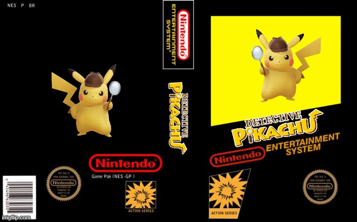 detective pikachu on nes | image tagged in n e s cover box art,detective pikachu,fake | made w/ Imgflip meme maker