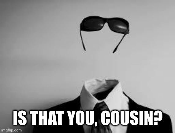 The Invisible Man | IS THAT YOU, COUSIN? | image tagged in the invisible man | made w/ Imgflip meme maker