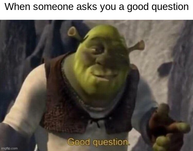 fr | When someone asks you a good question | image tagged in shrek good question,memes | made w/ Imgflip meme maker