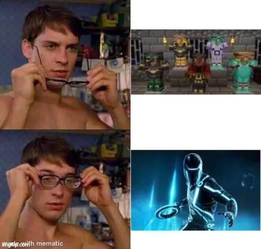 image tagged in minecraft,spiderman glasses,repost,minecraft memes,memes,funny | made w/ Imgflip meme maker