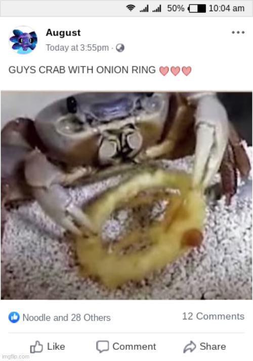 [Part 1] If my OCs joined social media | image tagged in ocs,oc,character,august,onion ring,crab | made w/ Imgflip meme maker