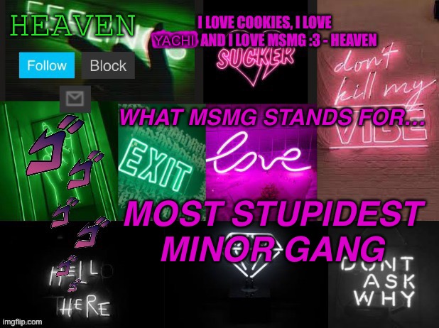 Indeed it is | WHAT MSMG STANDS FOR…; MOST STUPIDEST MINOR GANG | image tagged in heaven temp v2 | made w/ Imgflip meme maker