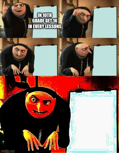 IN 10TH GRADE GET 16 IN EVERY LESSONS | image tagged in despicable me | made w/ Imgflip meme maker