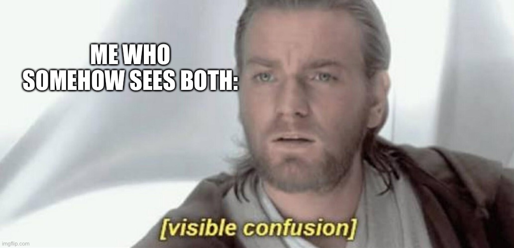 Visible Confusion | ME WHO SOMEHOW SEES BOTH: | image tagged in visible confusion | made w/ Imgflip meme maker