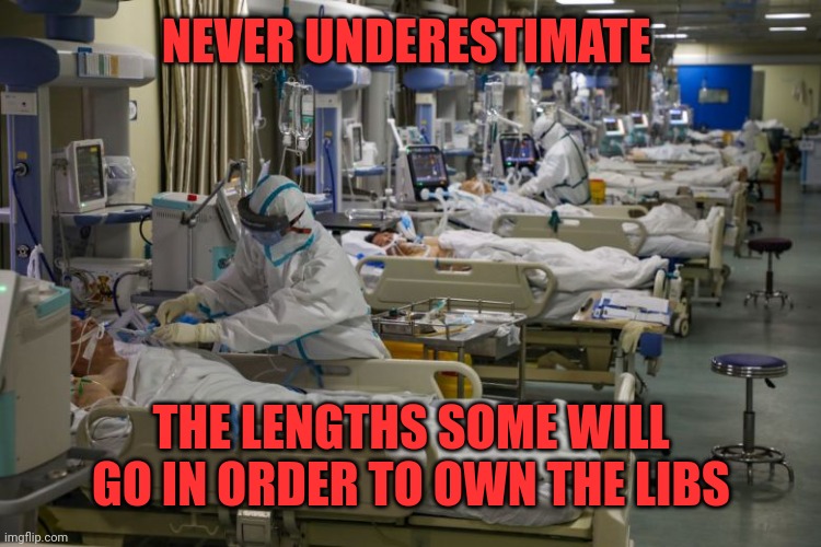 icu | NEVER UNDERESTIMATE THE LENGTHS SOME WILL GO IN ORDER TO OWN THE LIBS | image tagged in icu | made w/ Imgflip meme maker