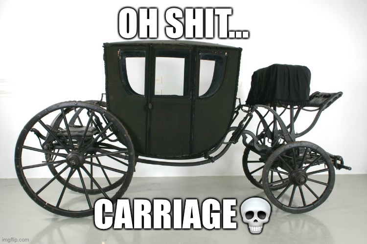 Please carriage | OH SHIT…; CARRIAGE💀 | image tagged in ew i stepped in shit | made w/ Imgflip meme maker