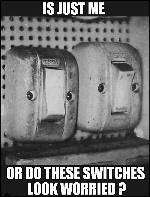 Electrical Concern ! | IS JUST ME; OR DO THESE SWITCHES
 LOOK WORRIED ? | image tagged in worried,switch | made w/ Imgflip meme maker