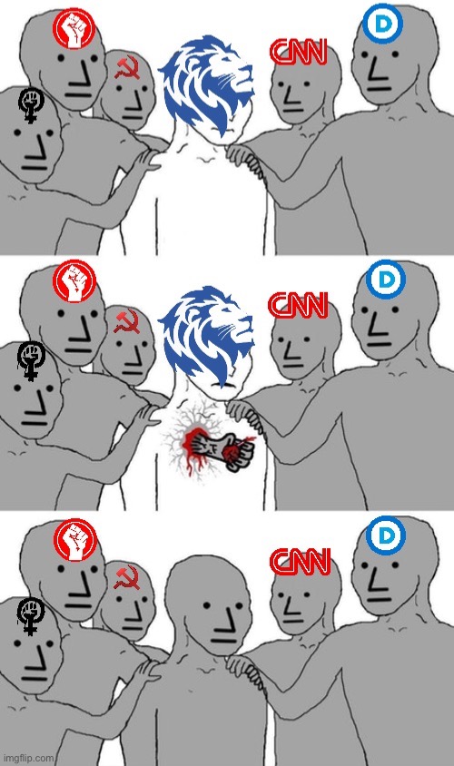 RESIST THE LEFT. DON'T END UP LIKE THIS NPC | image tagged in conservative party takeover | made w/ Imgflip meme maker