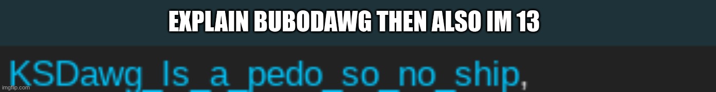 EXPLAIN BUBODAWG THEN ALSO IM 13 | made w/ Imgflip meme maker