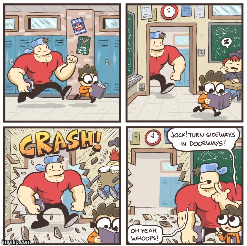 CRASHED | image tagged in crash,school,comics,comics/cartoons,crashed,comic | made w/ Imgflip meme maker