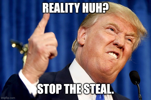 Donald Trump | REALITY HUH? STOP THE STEAL. | image tagged in donald trump | made w/ Imgflip meme maker
