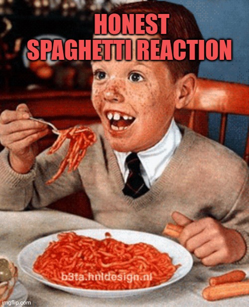 Ginger eating spaghetti | HONEST SPAGHETTI REACTION | image tagged in ginger eating spaghetti | made w/ Imgflip meme maker