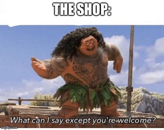 What can I say except you're welcome? | THE SHOP: | image tagged in what can i say except you're welcome | made w/ Imgflip meme maker