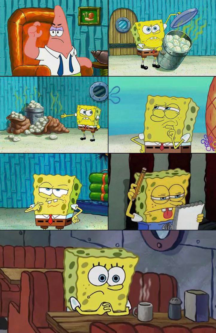 SpongeBob can’t think of examples Blank Meme Template