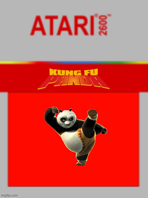 kung fu panda on atari | image tagged in atari 2600 cartridge,kung fu panda,dreamworks,fake | made w/ Imgflip meme maker