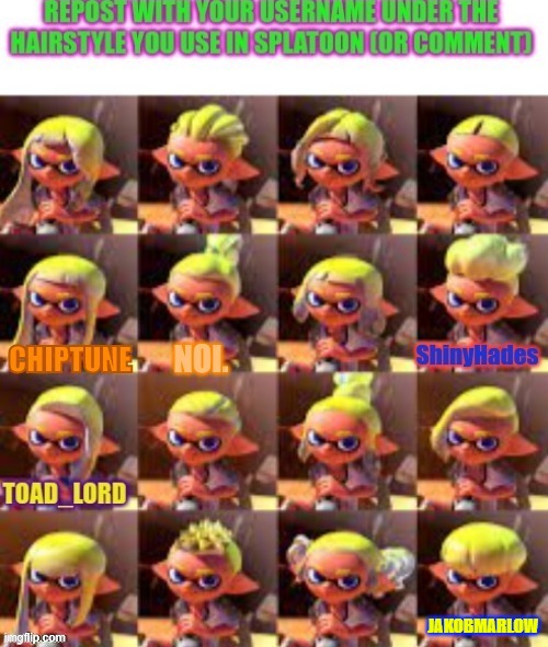 Spread this along | JAKOBMARLOW | image tagged in splatoon hairstyle | made w/ Imgflip meme maker