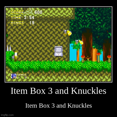 Item Box 3 and Knuckles | image tagged in funny,demotivationals | made w/ Imgflip demotivational maker