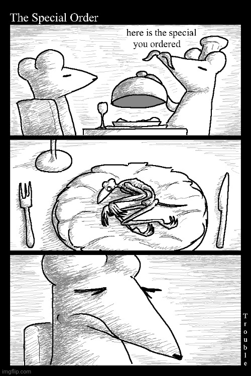 A rat meal | image tagged in rats,rat,comics,comics/cartoons,order,food | made w/ Imgflip meme maker
