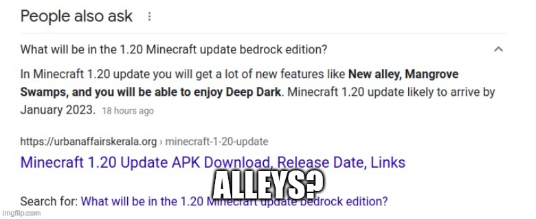 I was trying to figure out when the trimmed armor beta would come to bedrock edition btw | ALLEYS? | made w/ Imgflip meme maker