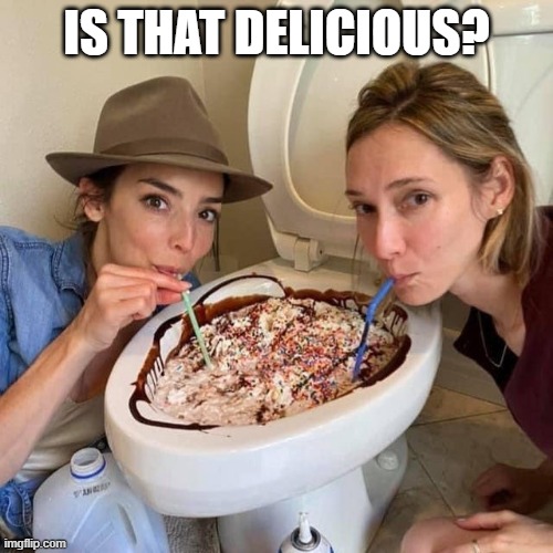 Toilet Sundae | IS THAT DELICIOUS? | image tagged in unsee juice | made w/ Imgflip meme maker