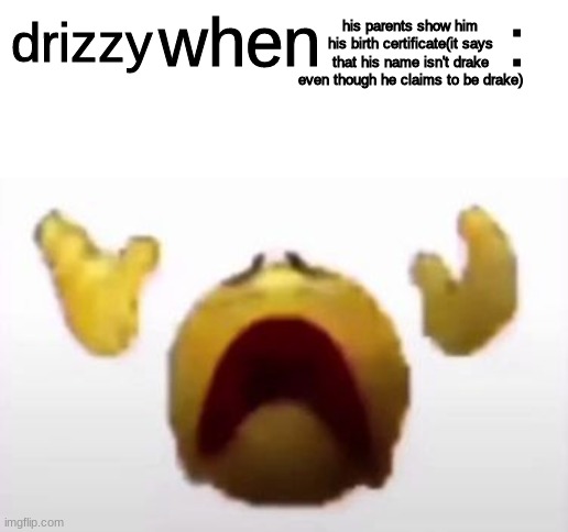 User When Offended: | his parents show him his birth certificate(it says that his name isn't drake even though he claims to be drake); drizzy | image tagged in user when offended | made w/ Imgflip meme maker